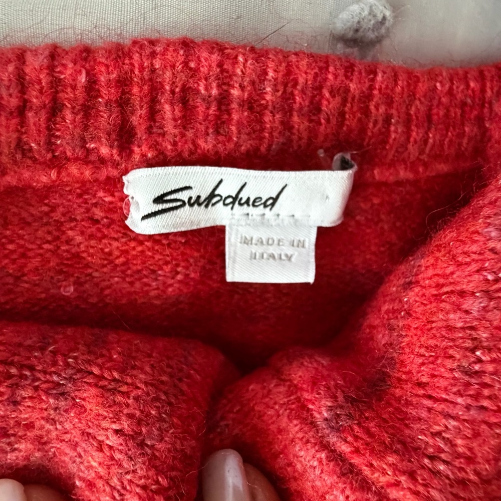Red V-Neck Sweater - Picture 5 of 8